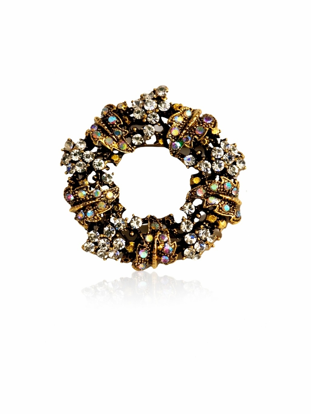 Unbranded Rhinestone Wreath Brooch Pin NWOT